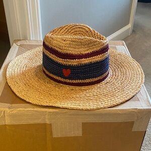 Sundry Straw Hat with Blue and Red Accents ❤️ detail in side . New with tags